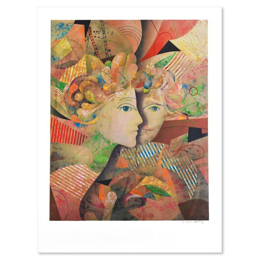 Yankel Ginzburg, "Lovers" Limited Edition Serigraph, Numbered 35/275 and Hand Signed with Letter of Authenticity