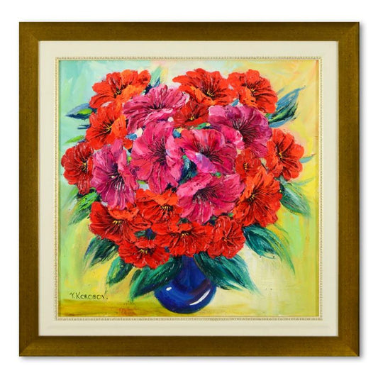Yana Korobov, Framed Original Acrylic Painting on Canvas, Hand Signed with Letter Authenticity.