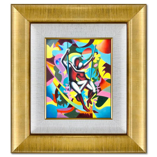 Mark Kostabi, "Moment of Truth" Framed Original Oil Painting on Canvas, Hand Signed with Letter of Authenticity.