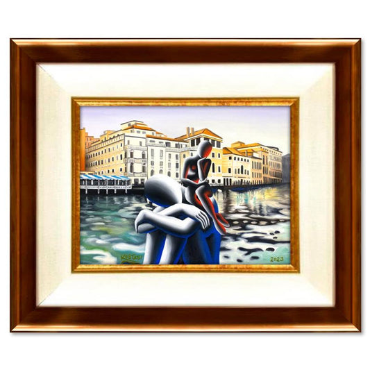 Mark Kostabi, "Transcendant Reflection" Framed Original Oil Painting on Canvas, Hand Signed with COA