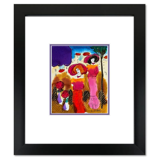 Moshe Leider, Framed Original Mixed Media Watercolor Painting, Hand Signed with Letter of Authenticity.