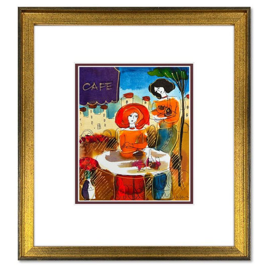Moshe Leider, Framed Original Mixed Media Watercolor Painting, Hand Signed with Letter of Authenticity.