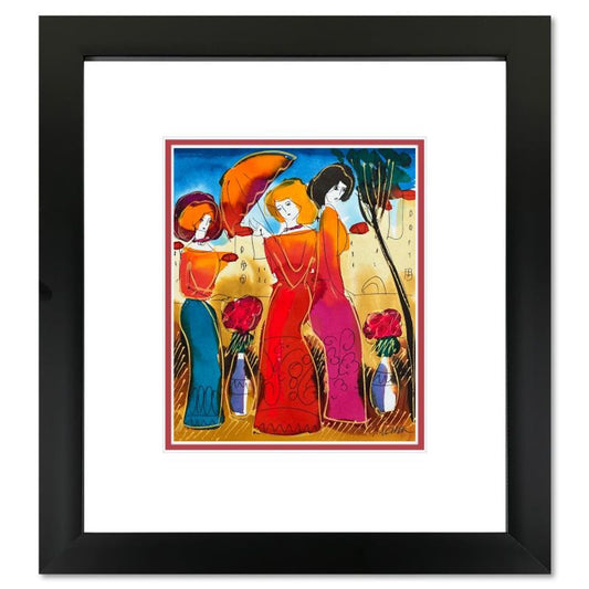 Moshe Leider, Framed Original Mixed Media Watercolor Painting, Hand Signed with Letter of Authenticity.