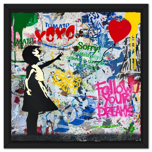 Mr Brainwash, '"Balloon Girl" Framed Mixed Media Original, Hand Signed with Certificate of Authenticity.