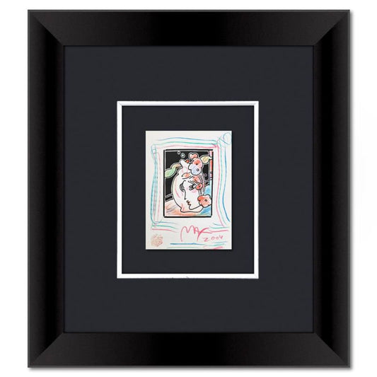 Peter Max, "Profile with Vase" Framed One-of-a-Kind Mixed Media, Hand Signed with Registration Number Certifying Authenticity.