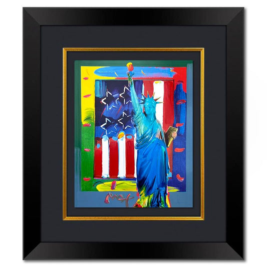 Peter Max, "United We Stand" Framed One-of-a-Kind Mixed Media, Hand Signed with Registration Number Certifying Authenticity.