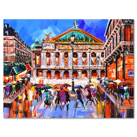 Yana Rafael, "Paris Opera" Original Acrylic Painting on Canvas (40" x 30"), Hand Signed with Letter of Authenticity.