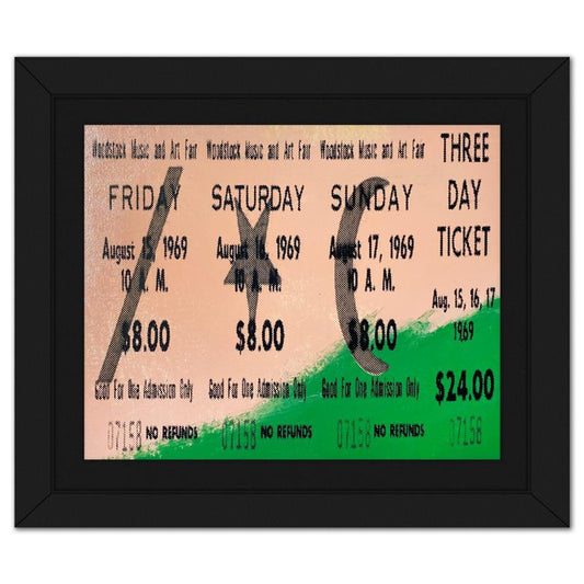 Steve Kaufman (1960-2010), "Woodstock Ticket" Framed Hand Embellished Limited Edition Silscreen, Numbered 18/50 Inverso and Hand Signed with Letter of Authenticity