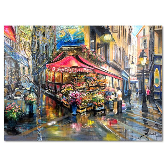 Vadik Suljakov, "Petit Marche" Original Oil Painting on Canvas, Hand Signed with Letter of Authenticity.
