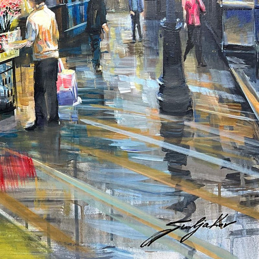 Vadik Suljakov, "Petit Marche" Original Oil Painting on Canvas, Hand Signed with Letter of Authenticity.