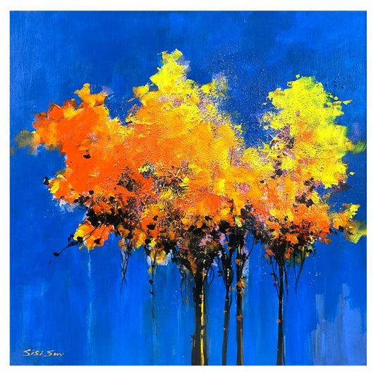 Sisi Sun, "Yellow Tree I" Original Acrylic Painting on Gallery Wrapped Canvas, Hand Signed with Letter of Authenticity