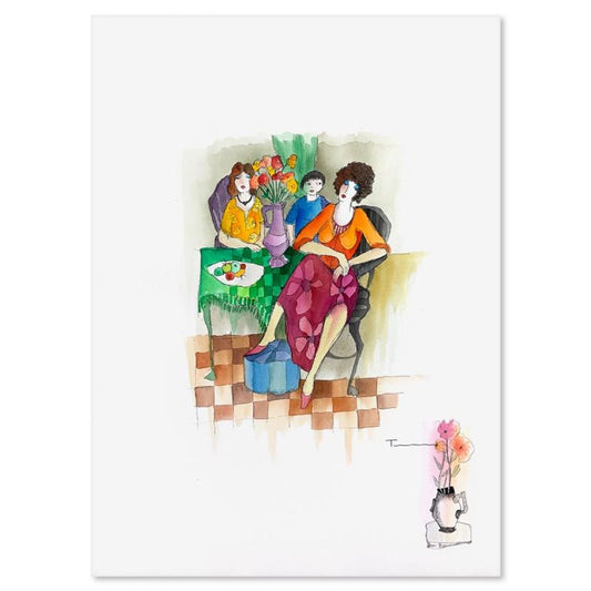 Itzchak Tarkay (1935-2012), Original Mixed Media Watercolor Painting on Paper, Hand Signed with Letter of Authenticity
