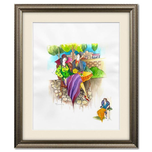 Itzchak Tarkay (1935-2012), Framed Original Mixed Media Watercolor, Hand Signed with Letter of Authenticity.