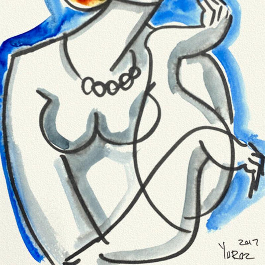 Yuroz, Framed Original Painting, Hand Signed with Letter of Authenticity.