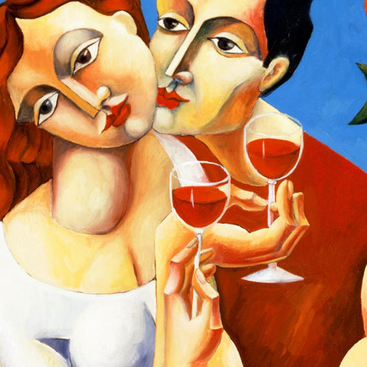 Yuroz, "Toast To Love" Hand Signed Limited Edition Serigraph on Canvas with Certificate of Authenticity.