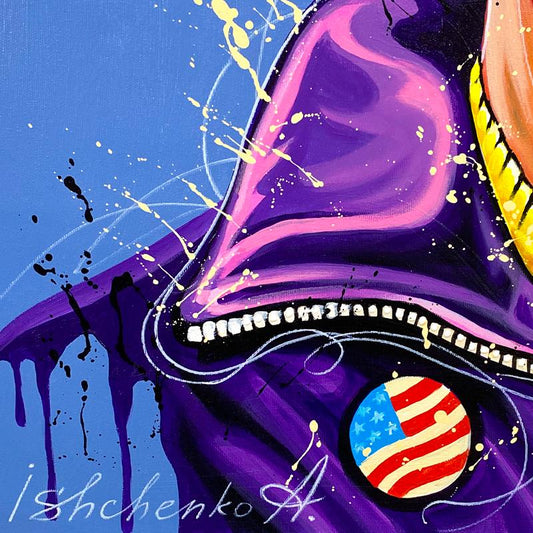 Alexander Ishchenko, "Abe Lincoln" Original Acrylic Painting on Canvas, Hand Signed with Letter Authenticity.