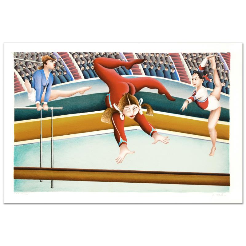 Yuval Mahler, "Gymnast" Limited Edition Serigraph Numbered and Hand Signed with Letter of Authenticity.