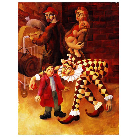 Yuroz, "The Harlequin's Gift" Hand Signed Limited Edition Serigraph with Certificate of Authenticity.