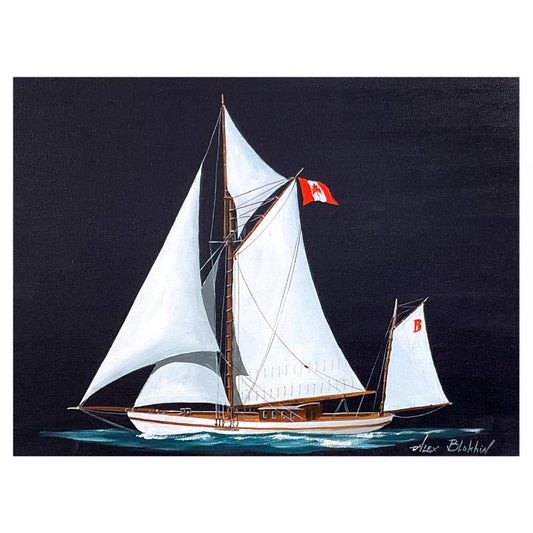 Alex Blokhin, "Canadian Two Masted Yacht" Original Painting on Canvas, Hand Signed with Letter of Authenticity.