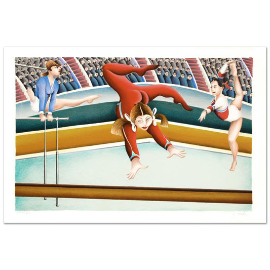 Yuval Mahler, "Gymnast" Limited Edition Serigraph Numbered and Hand Signed with Letter of Authenticity.