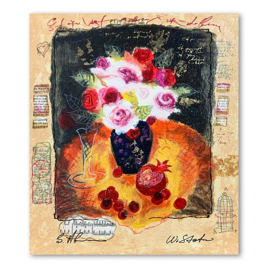 Alexander Galtchansky (1959-2008) and Tanya Wissotzky (1959-2006), "Red Cherries" Hand Signed Limited Edition Serigraph on Paper with Letter of Authenticity.