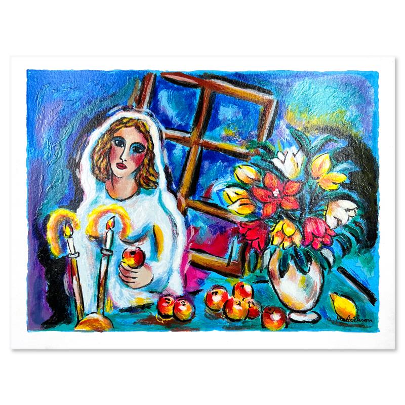 Alex Meilichson, "Glowing Candles" Hand Signed, Numbered Limited Edition Serigraph with Letter of Authenticity.