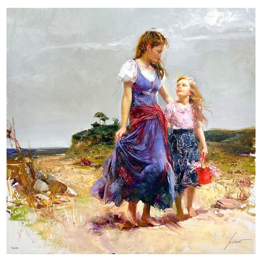 #1 in Edition: Pino (1939-2010), "Gathering Wildflowers" Limited Edition on Canvas, HC Numbered 1/25 and Hand Signed with Certificate of Authenticity.
